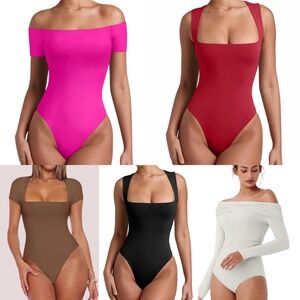 NWT Reoria Bodysuit Bundle 6pc Pink Black White Neutral Red - Large